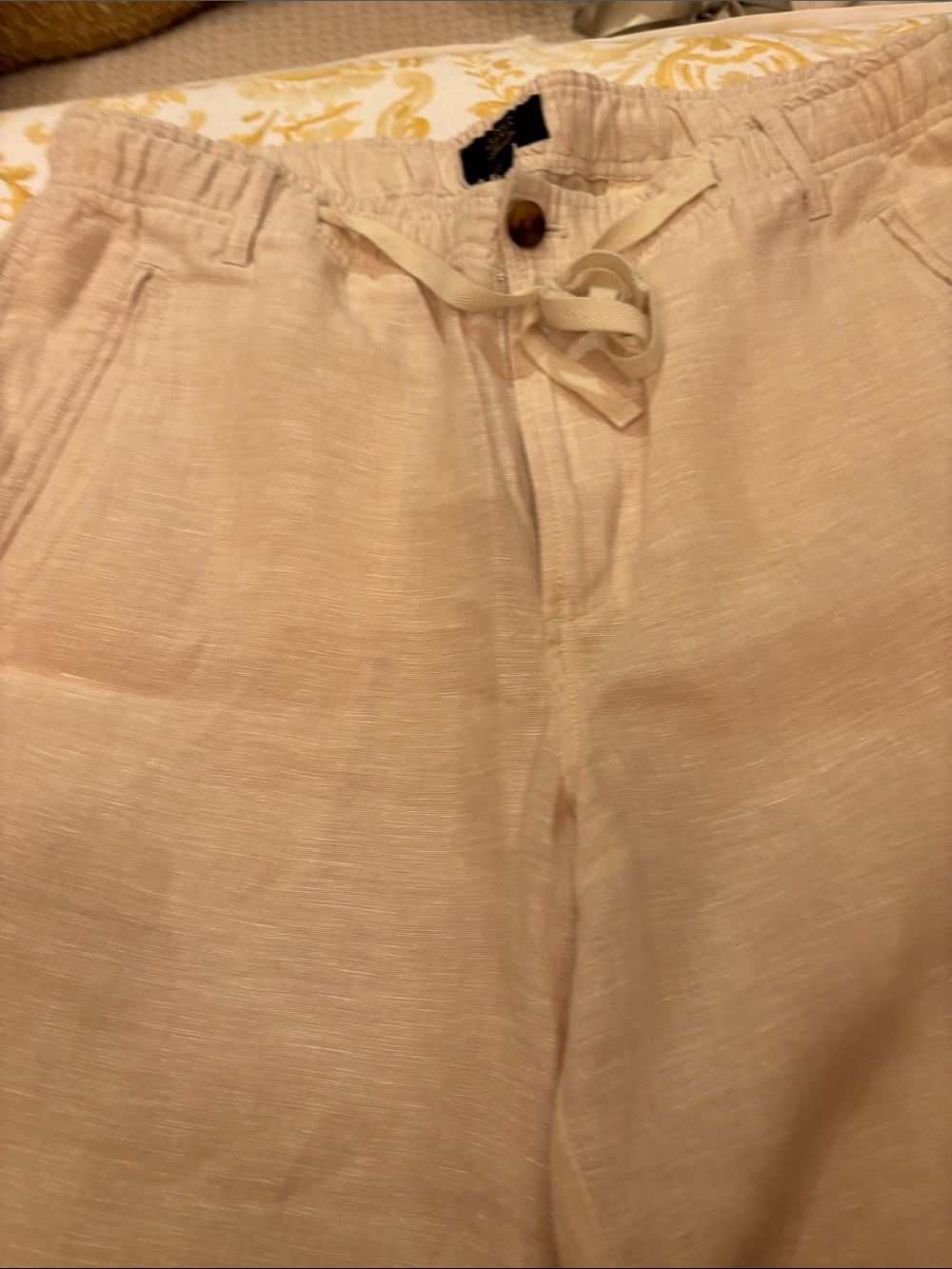 Club Room Cream Drawstring Linen-Blend Chinos